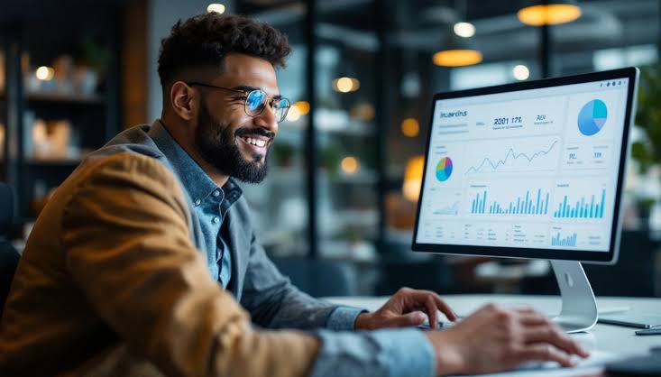 Strategie marketing digital sur ordinateur avec donnees et idees