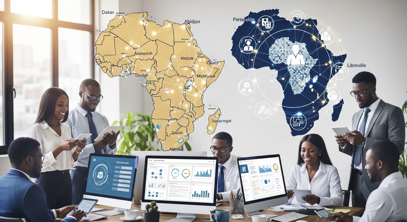 Équipe africaine utilisant des outils digitaux adaptés aux réalités locales du continent