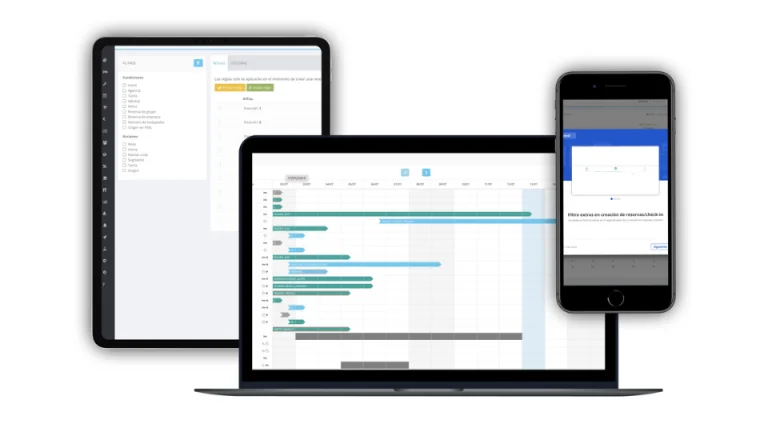 Interface SaaS affichée sur ordinateur tablette et smartphone pour comparer SaaS et application mobile